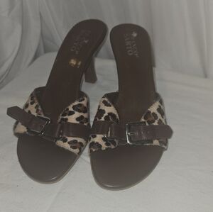Franco Sarto Leopard and Brown Heels